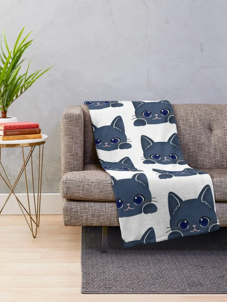 Russian Blue Cat Throw Blanket Flannels Retros Fluffy Shaggy Warm Blankets