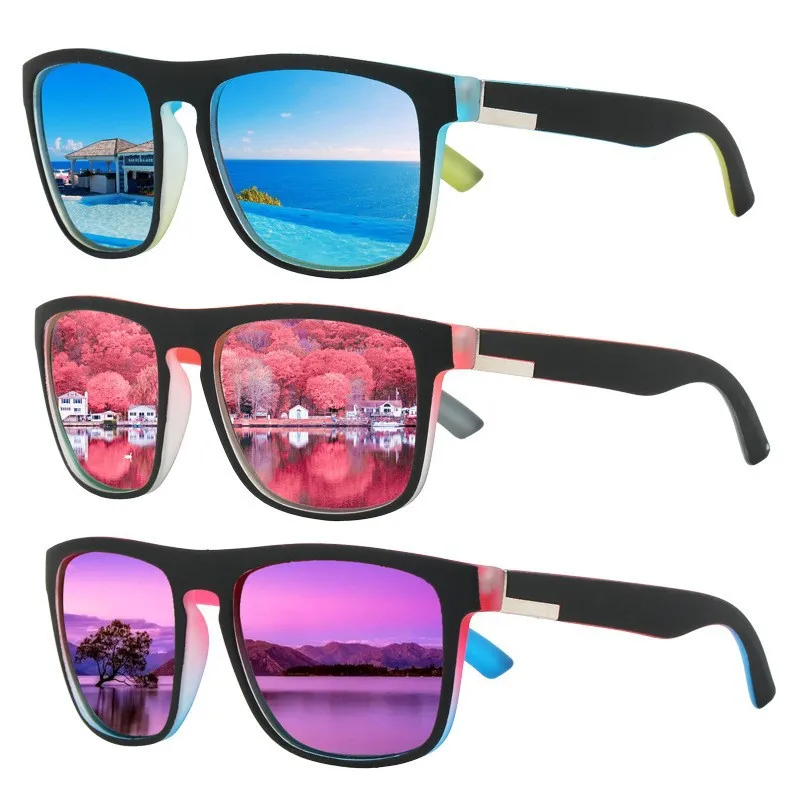 Men Square Polarized Sunglasses Elastic Paint True Film UV400 Anti Glare Outdoor Travel Driving Fishing Sports Sun Shades