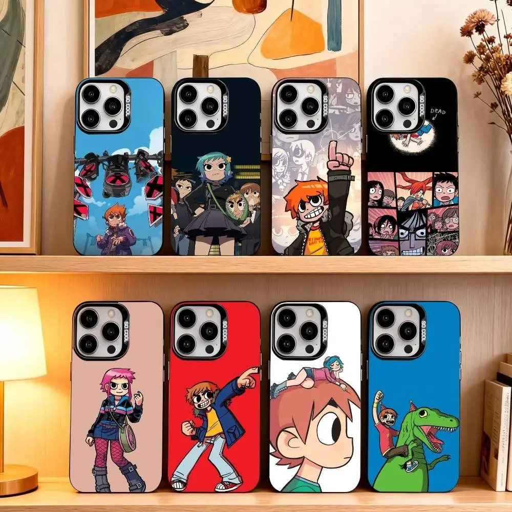 

C-Cartoon S-Scott Pilgrim Phone Case For iPhone17,16,15,14,13,12,11 Plus,Pro Max Black Candy silver phone case