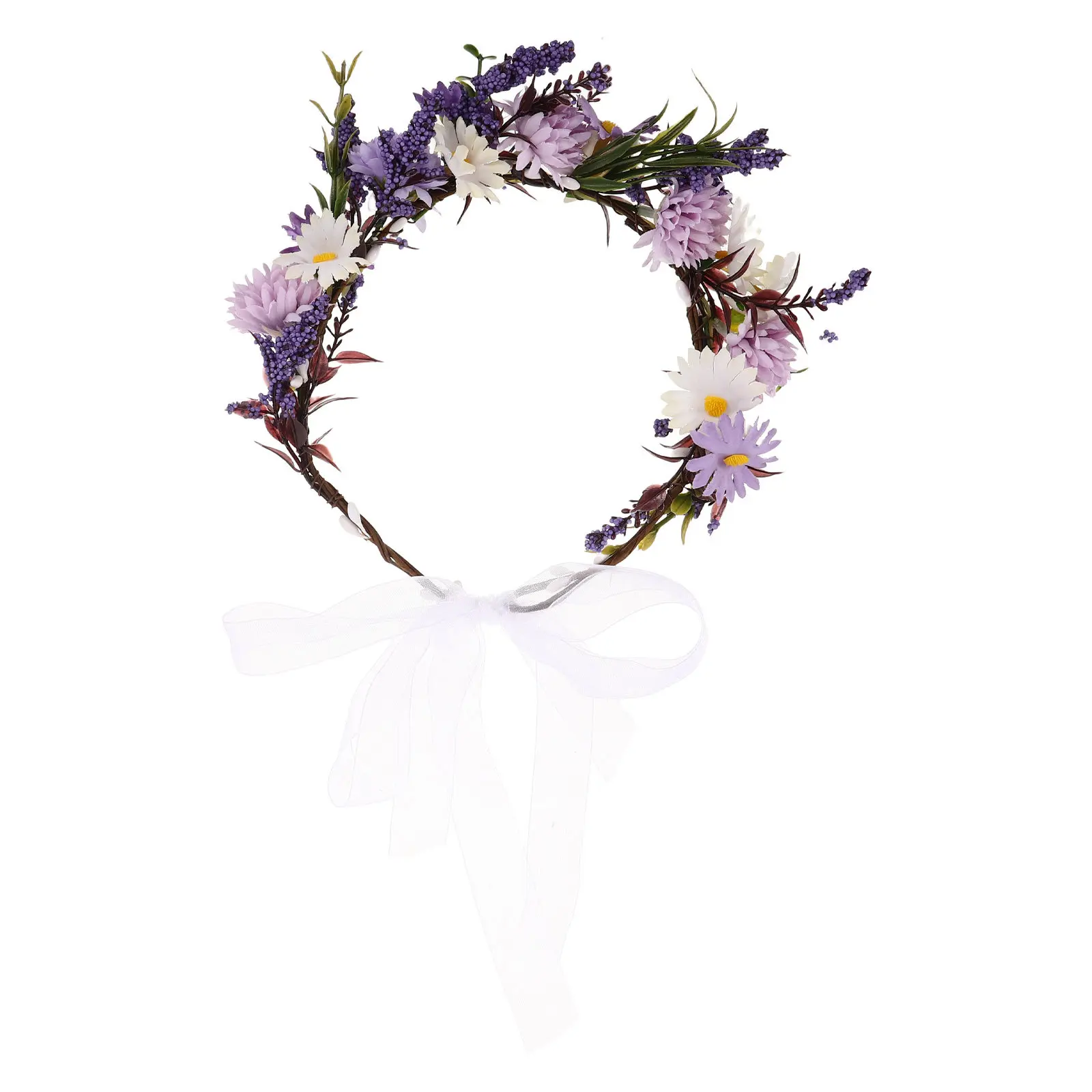 

Bridal Simulated Flower Crown Headband Wreath Elegant Lightweight Wedding Photography Hair Accessory Party Decoration