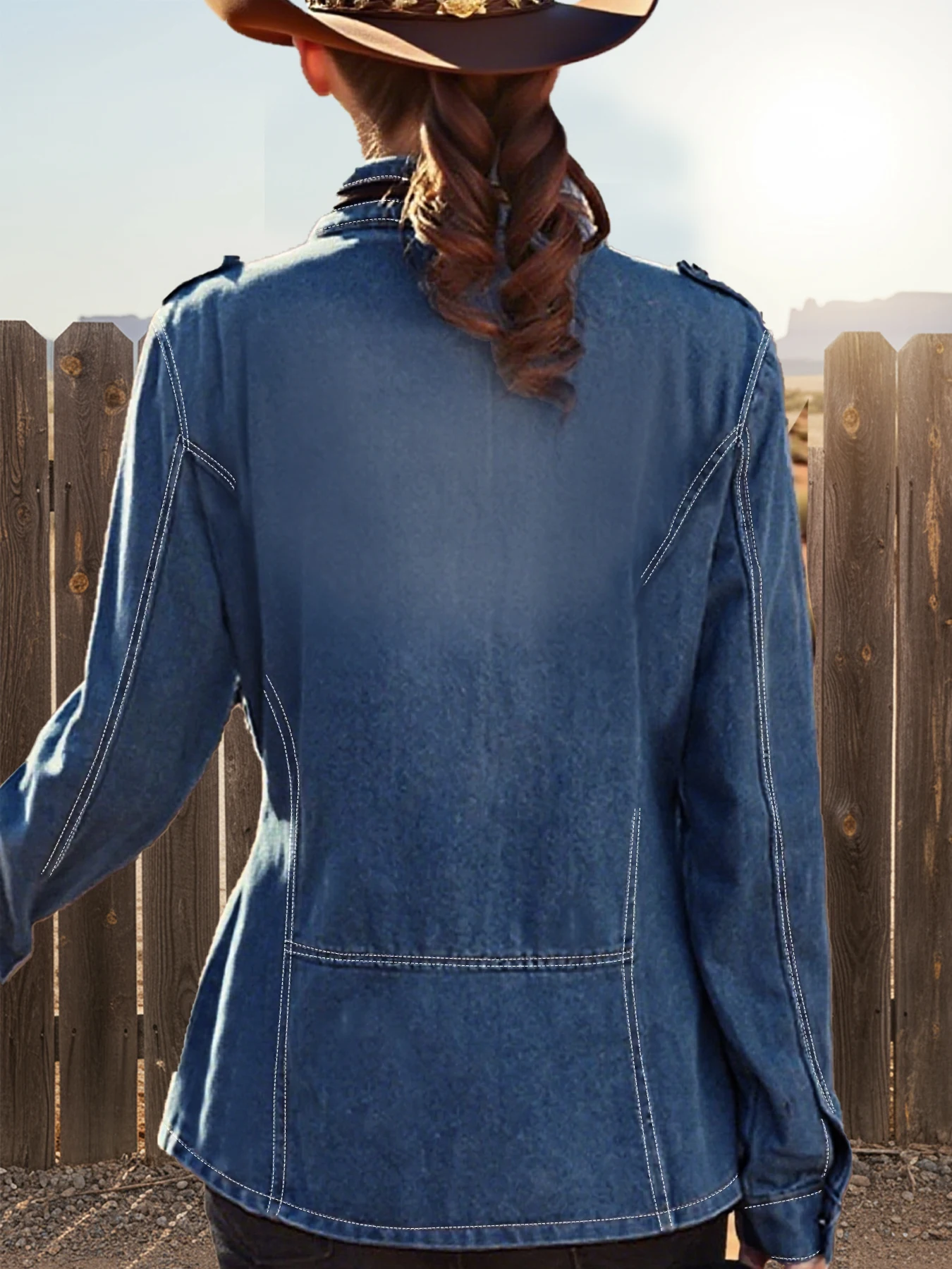 プラスサイズの女性用デニムジャケット、レトロなウエストシェイプデザイン、ファッショナブルで快適なプラスサイズの女性用デニムコート