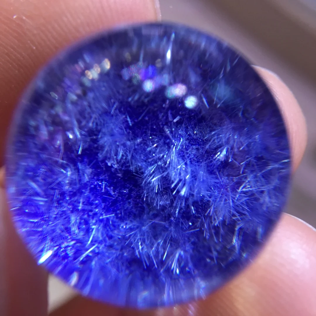 

Natural Blue Rutilated Dumortierite Quartz Flower Pendant Round Sphere 18.5mm Clear Flower Necklace Gold Jewelry AAAAAAA