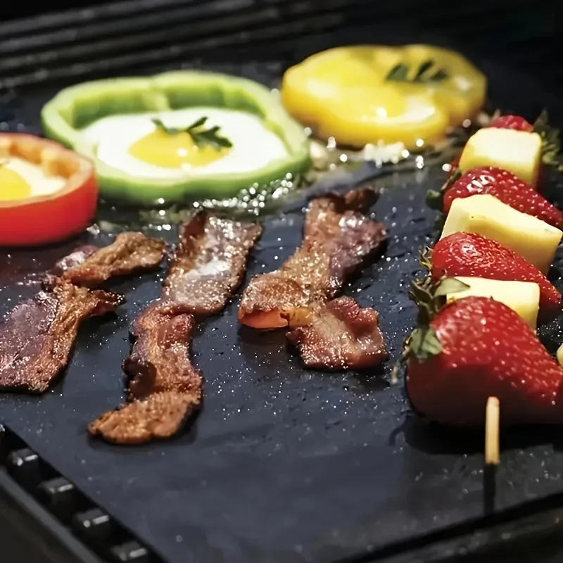 BBQ Grill Mat Non-stick Reusable Heat Resistant Extra Thick Pad Oven Liners Baking Mats Easy Clean Kitchen Outdoor Barbecue Tool