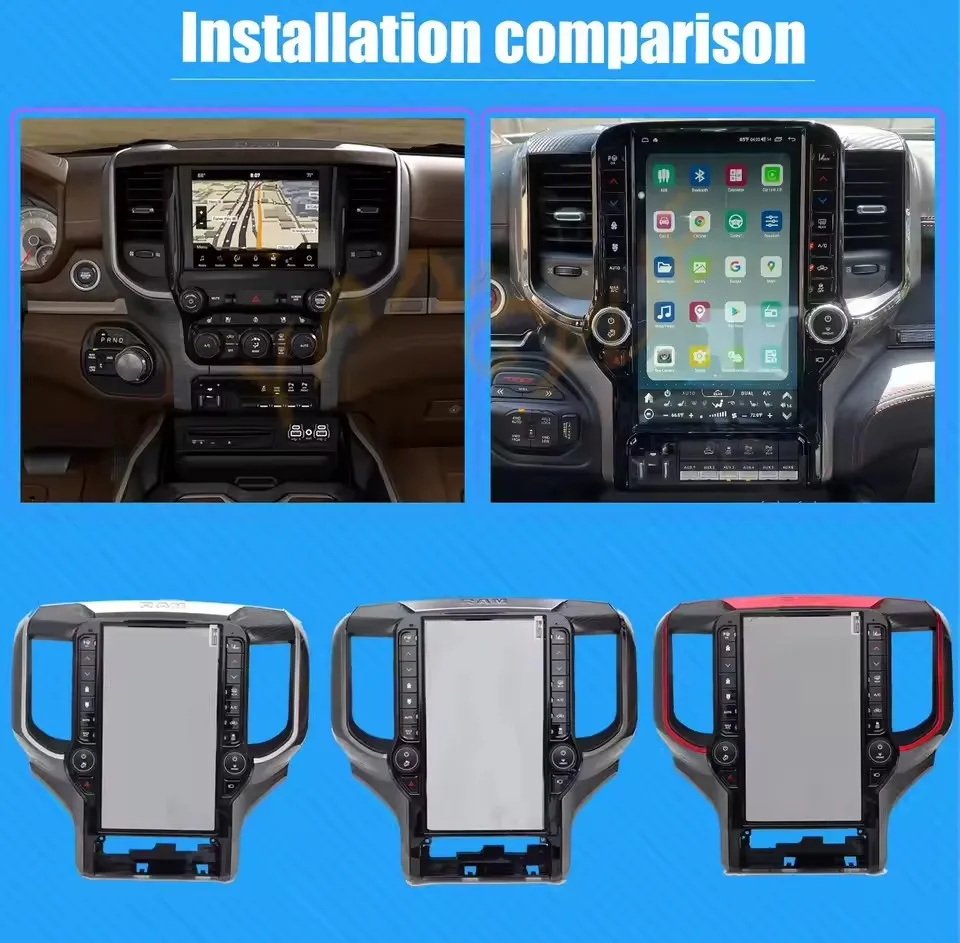 13.6nch For Dodge Ram 2019-2023 Android Car Screen Multimedia Video Player CarPlay Car Radio Autoradio GPS Player HeadUnit