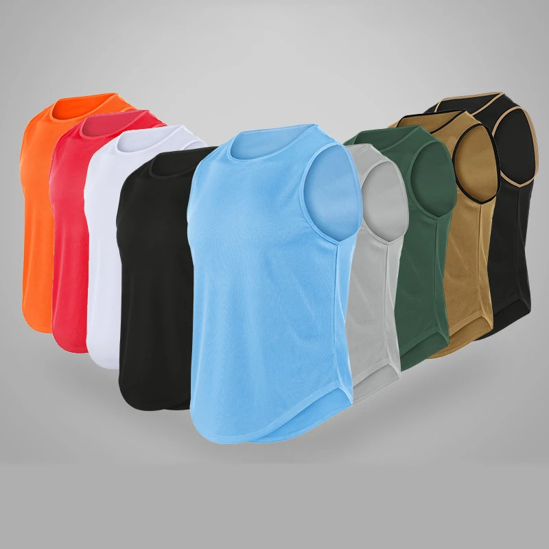 Summer Marathon Quick-drying Sports Vest for Men Mesh Gym Sleeveless Shirt Running Training Basketball Loose Fitness Tank Tops