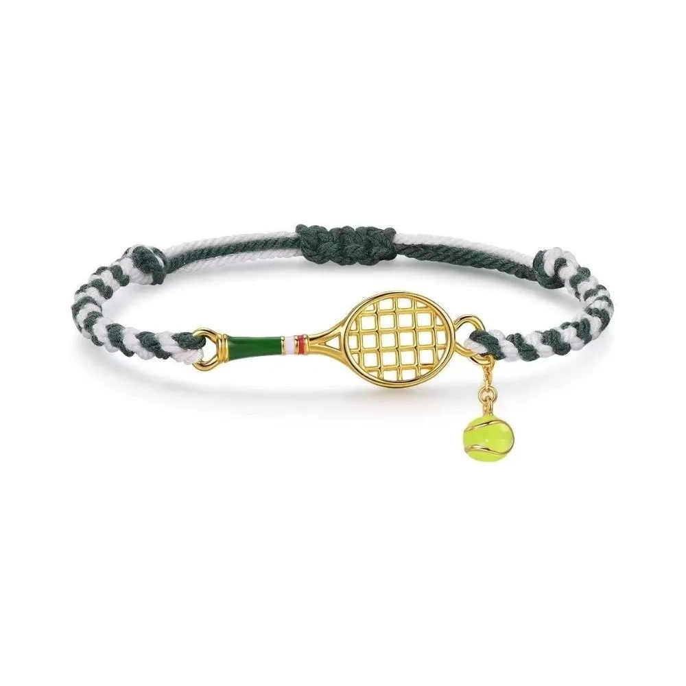 Adjustable Tennis Racket Bracelet Lightweight Design Vintage Style Handwoven Bracelet Handwoven Copper Material Couple Bracelet