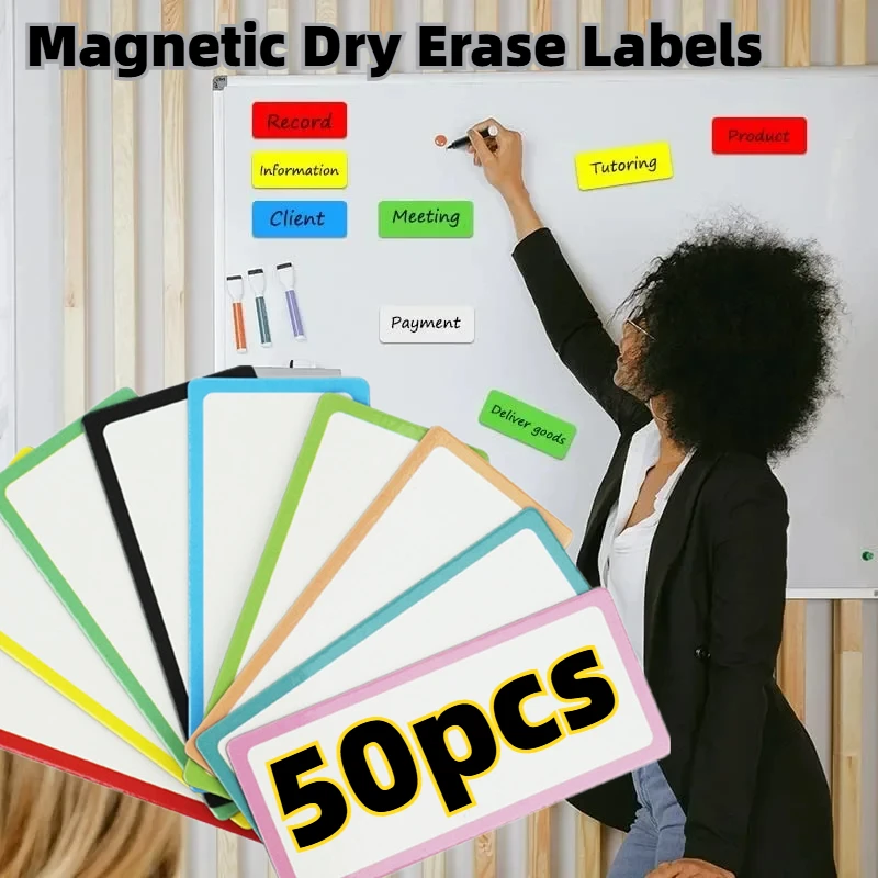 5-50PCS Blank Dry Erase Magnetic Labels Name Stickers Soft Whiteboard Magnet Tags for Home Refrigerator Office School Supplies