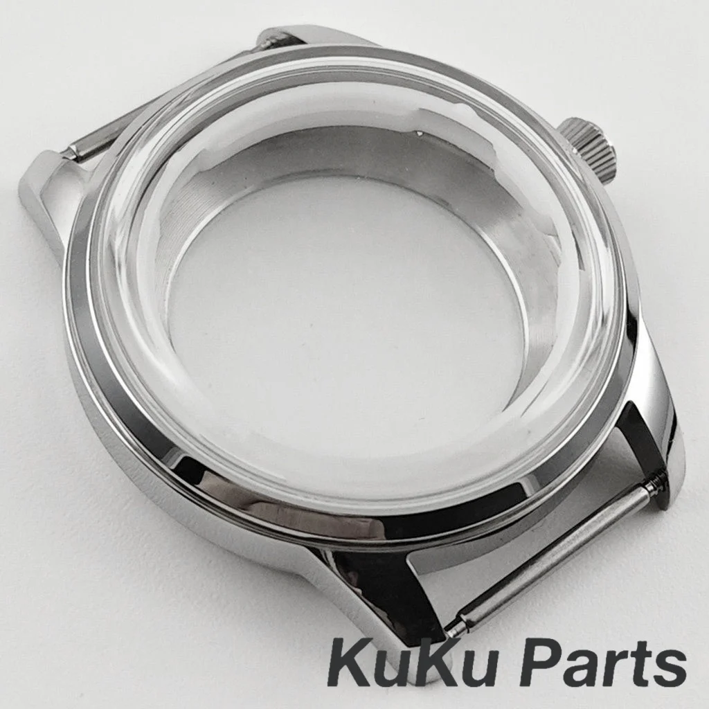 Silver NH35 40mm Cocktails Case Stainless Steel Silver Cocktails Arched Glass Watch Case Fit NH34 NH35 NH36 NH38 NH70 Movement image 3