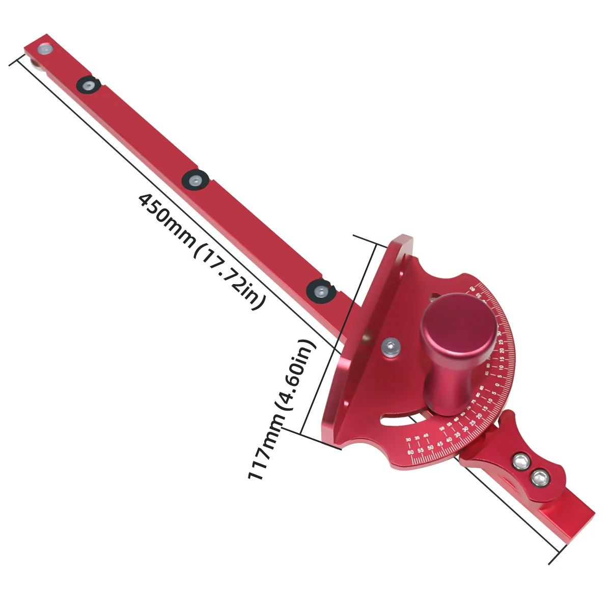 Precision Miter Gauge - Universal Table Saw Protractor Push Handle W/ Fixed Angle Gear Shifting Hole - T Track Angle Ruler