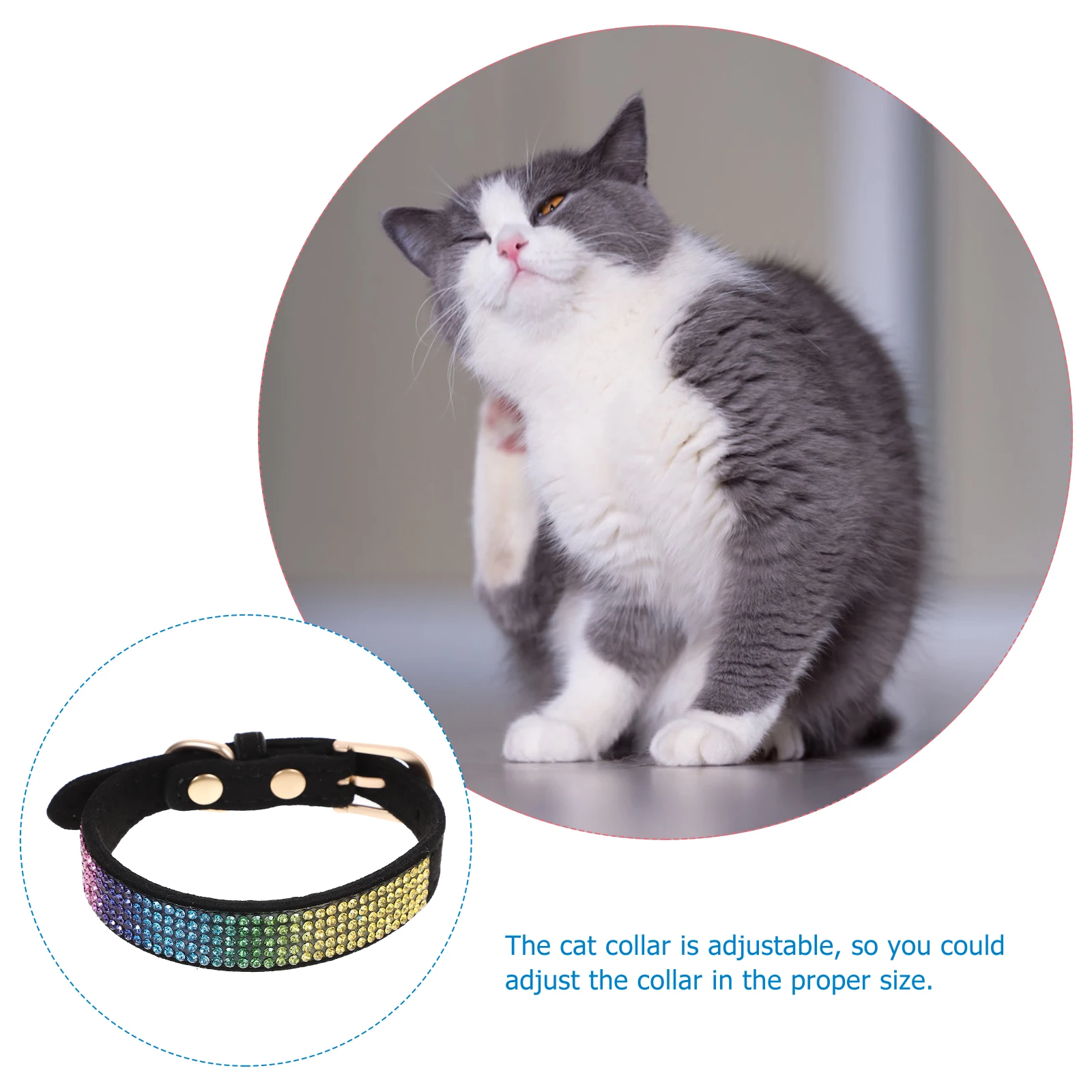 

Rhinestone Cat Collar Adjustable Dog Collar Safe Comfortable Pet Decor Party Accessory Holiday Daily Wear Pet Supplies