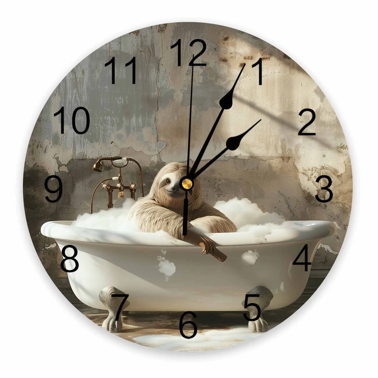 Vintage Oil Painting Sloth PVC Wall Clock Bedroom Decoration Wall Clock Modern Design Home Decore Wall Digital Clock