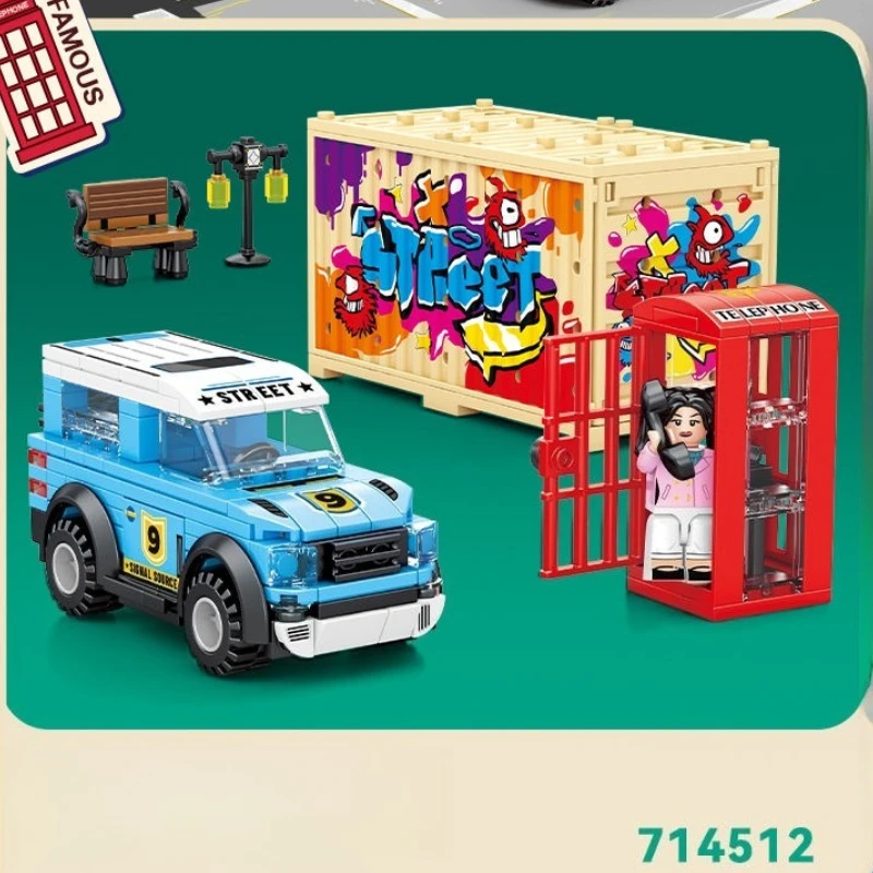 SEMBO Container Sportwagen Party Bouwstenen DIY Creatieve Outdoor Muziek Festival Technische Voertuigen Scènes Bakstenen Kinderspeelgoed