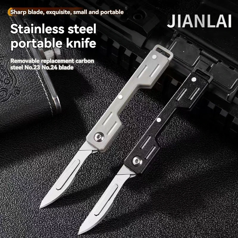 Hot sales Machinery Mini Folding Scalpel Medical Folding Knife EDC Outdoor Unpacking Pocket Knife with 10pcs Replaceable Blades