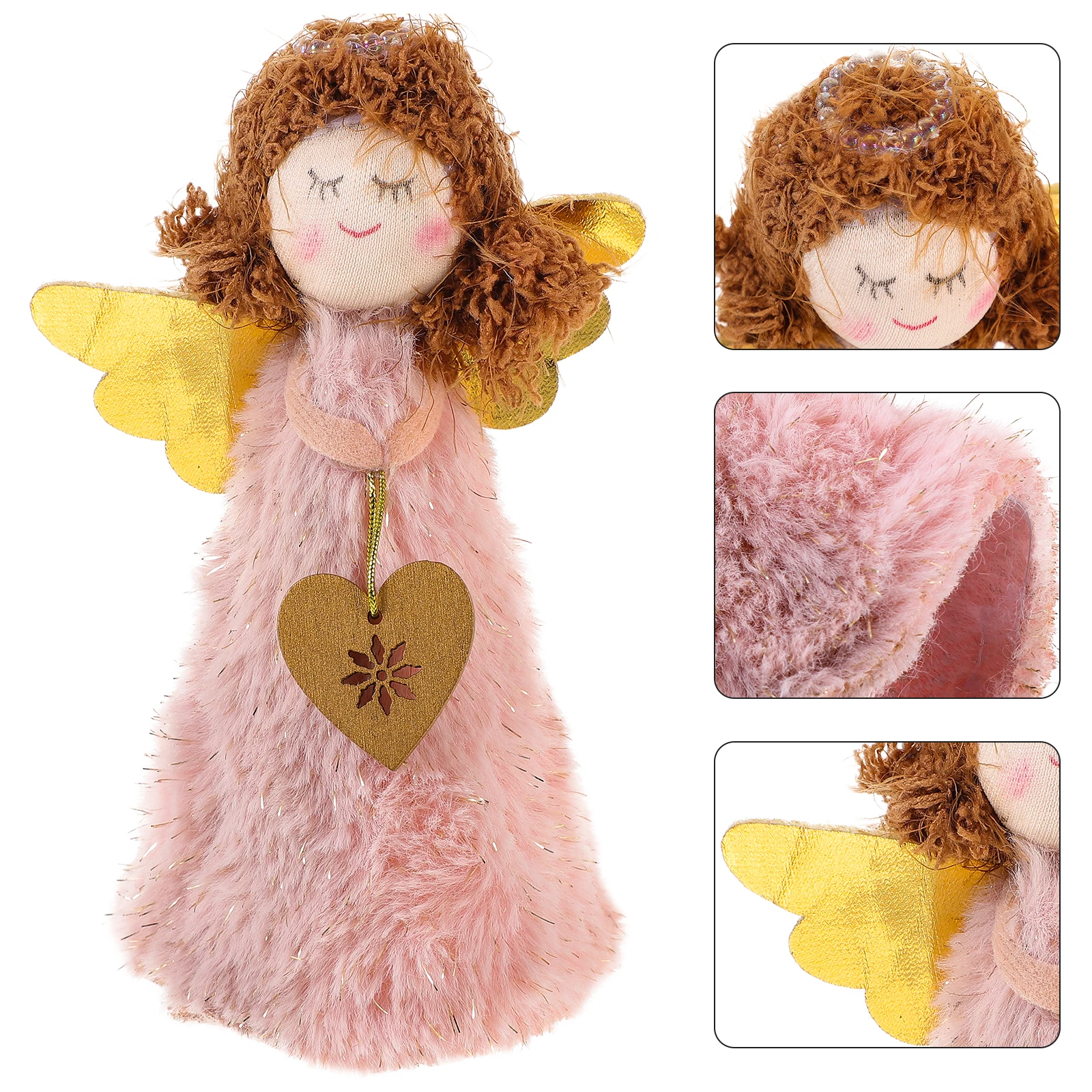 

Christmas Angel Tree Topper Pink Heart nament for Christmas Tree Decoration Festive Home Party Supplies Xmas Decor