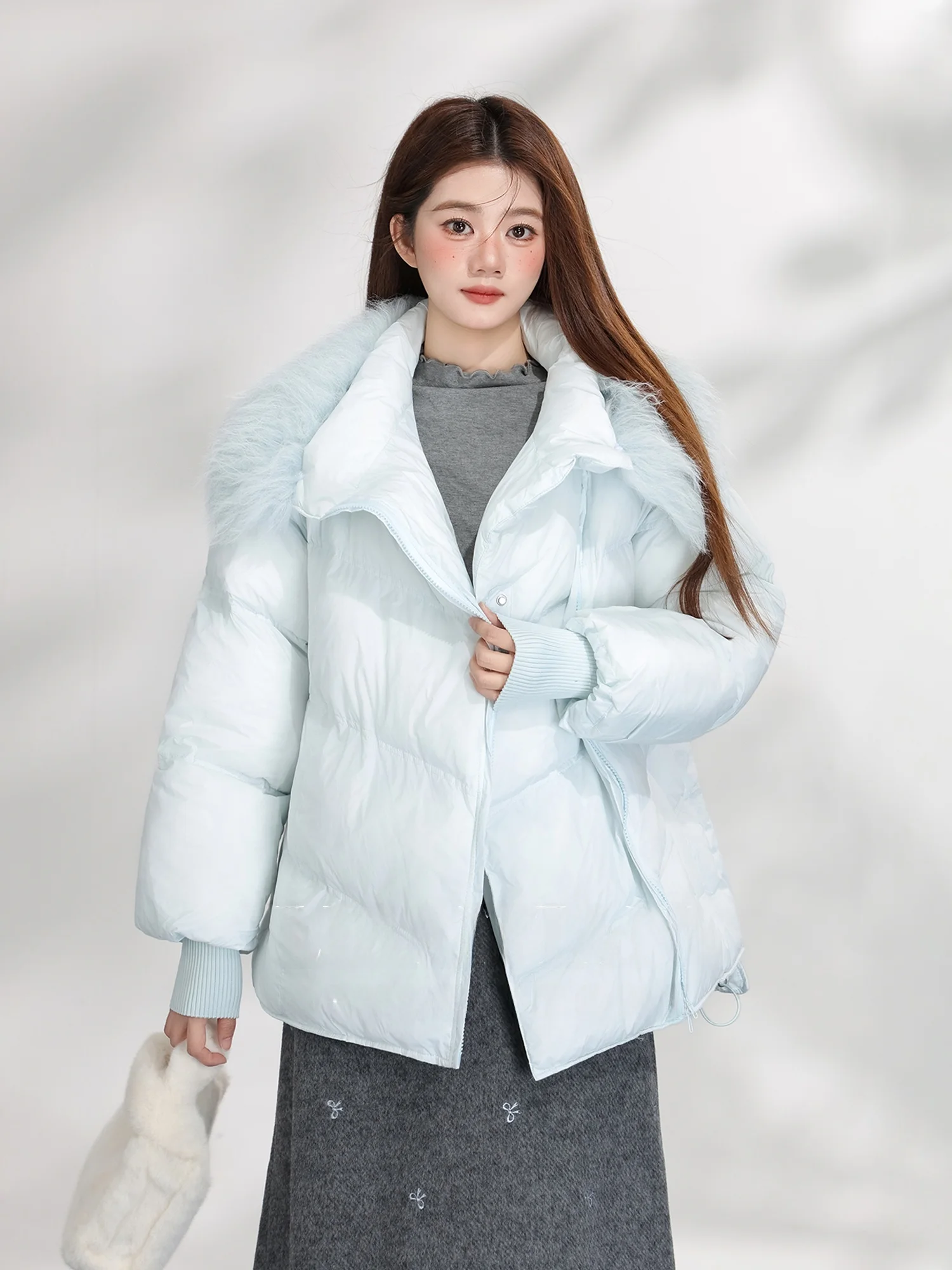 

Новая зимняя модная женская свободная теплая хлопковая куртка в корейском стиле с меховым воротником, повседневное пальто-пуховик с длинными рукавами