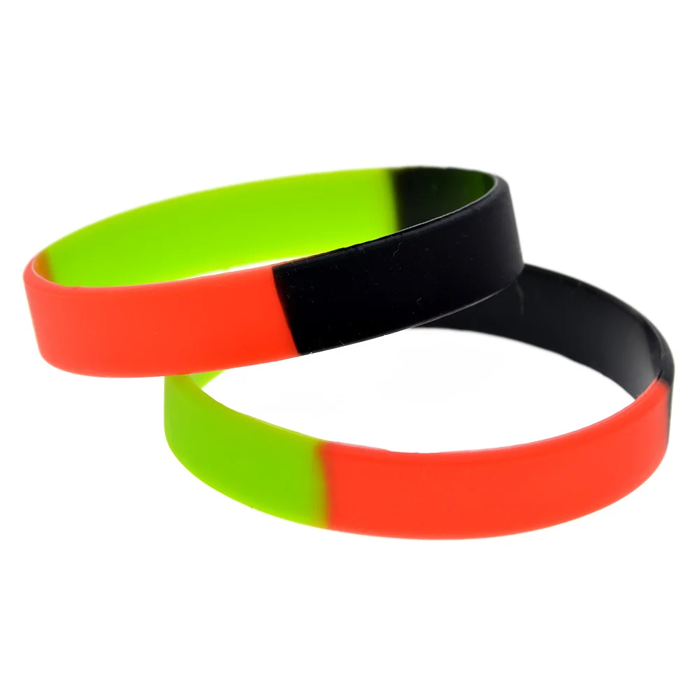 1 PC Segmentiertes Farbiges Silikon-Armband Grün Schwarz Rot Schlichtes Charmantes Gummi-Armband Unisex – Detail 5
