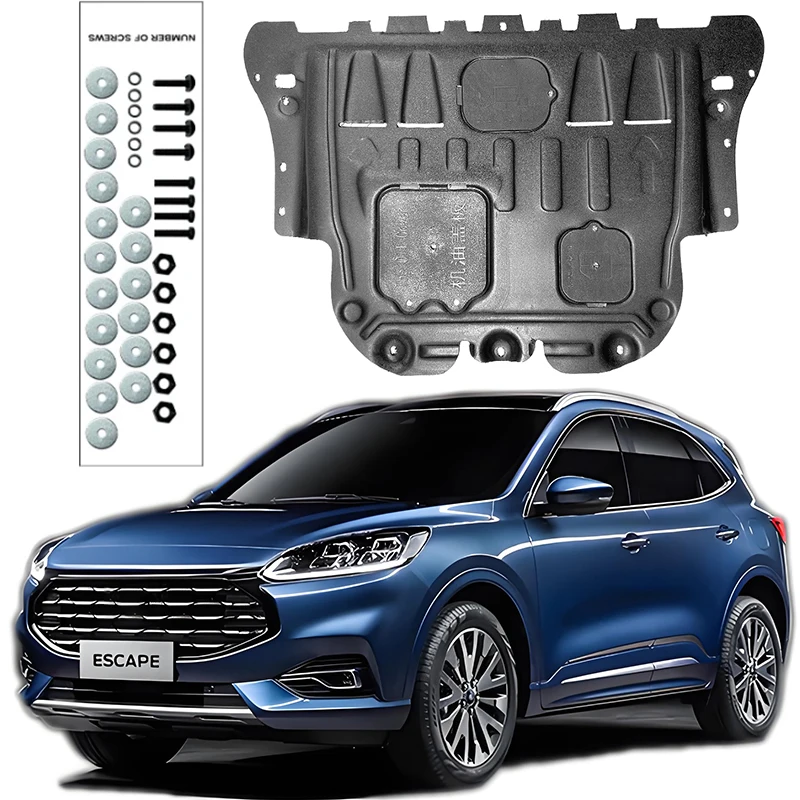 Preto sob o protetor do respingo do motor, lama Fender tampa placa, protetor de lama para Ford Ecosport Kuga 2020-2024 2.0T carro preto