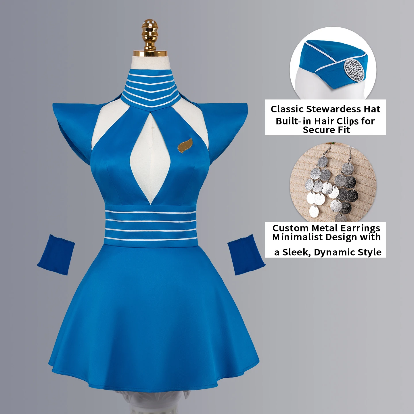 Fantasia de Cosplay da Britney Spears Toxic Stewardess, Uniforme de Comissária de Voo para Mulheres, Fantasia de Halloween e Carnaval