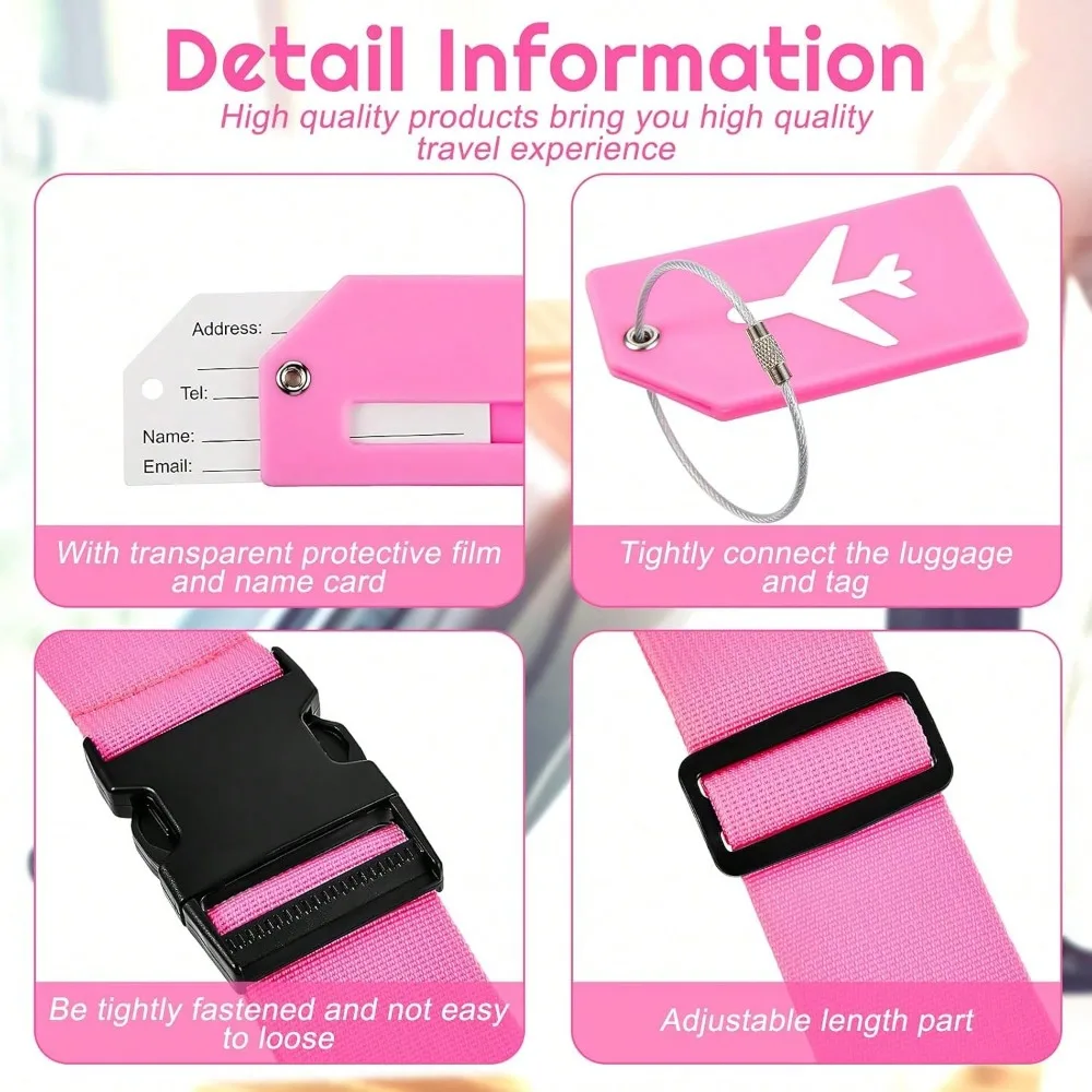 مجموعة حزام الأمتعة مع علامة الأمتعة ألوان متعددة من أحزمة الأمتعة مناسبة لأنواع مختلفة من الأمتعة مناسبة للسفر