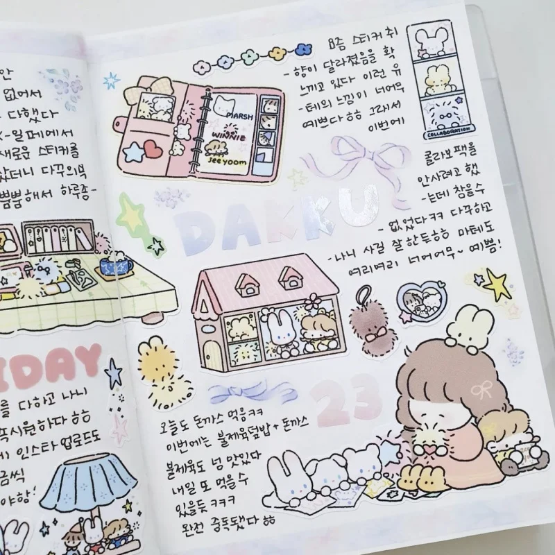 Coreano simpatico cartone animato ragazza personaggio manuale adesivi conto mano diario notebook scrapbook cancelleria adesivi decorativi fai da te