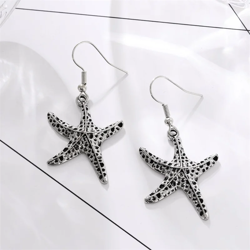 Boucles d'oreilles pendantes étoile de mer pour femmes, géométrie, exagération, style ethnique, mode, vacances, été, la plage