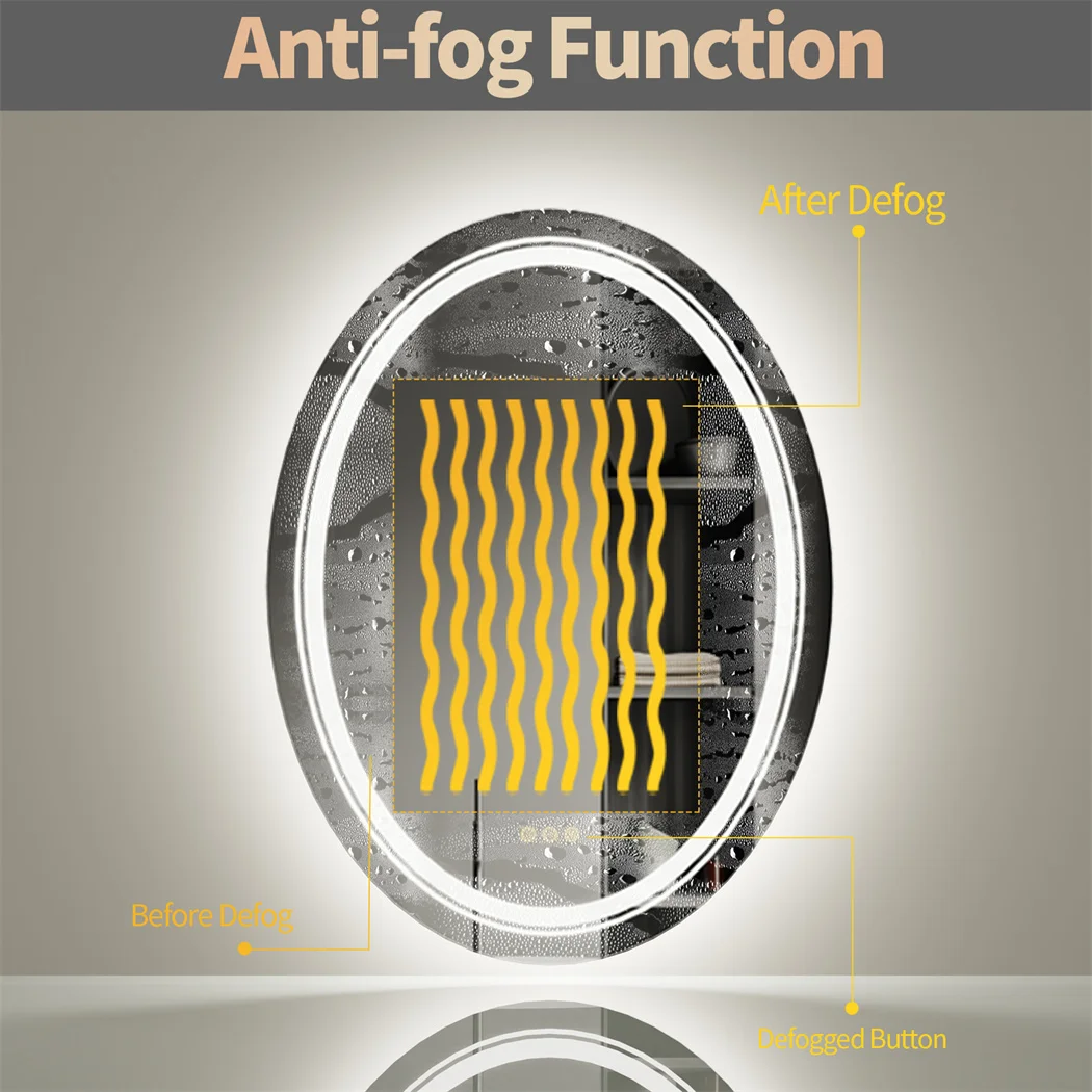 Imagem -06 - Luvodi-oval Iluminado Espelho do Banheiro Espelho de Parede para Banheiro Banheiro Chuveiro sem Moldura Espelho de Maquiagem de Barbear Escurecimento Desembaçamento