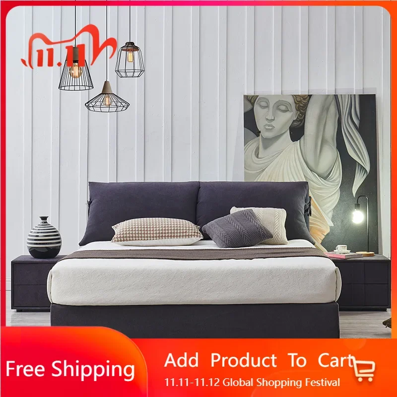 Beauty Modern Bed Minimalist Double Light Luxury Wedding Hotel Bed Quality Aesthetics Create Ergonomic Muebles Hotel Furniture