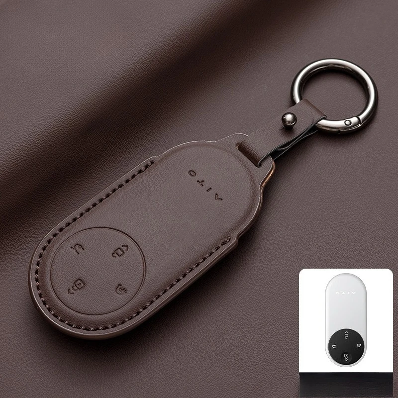 For 2024 Huawei AITO New M5 M7 M8 M9 Key Case Cover, Leather Protective Car Key Fob Shell, Smart Keychain, AITO Accessories