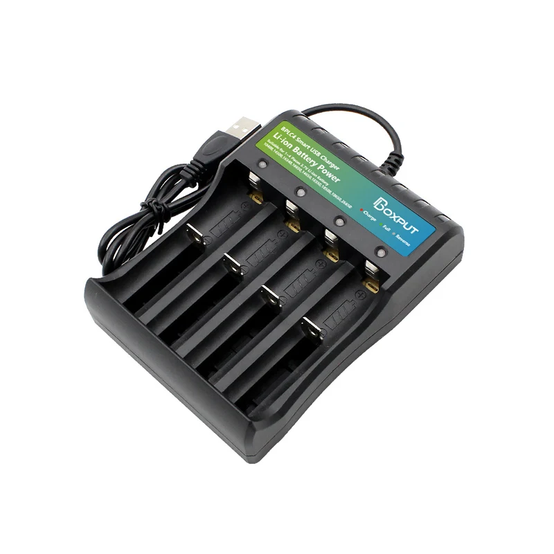 Cargador de batería de iones de litio con 4 ranuras USB, Cargador Universal independiente para batería de litio 18500 18350 16650 16340 14650 14500