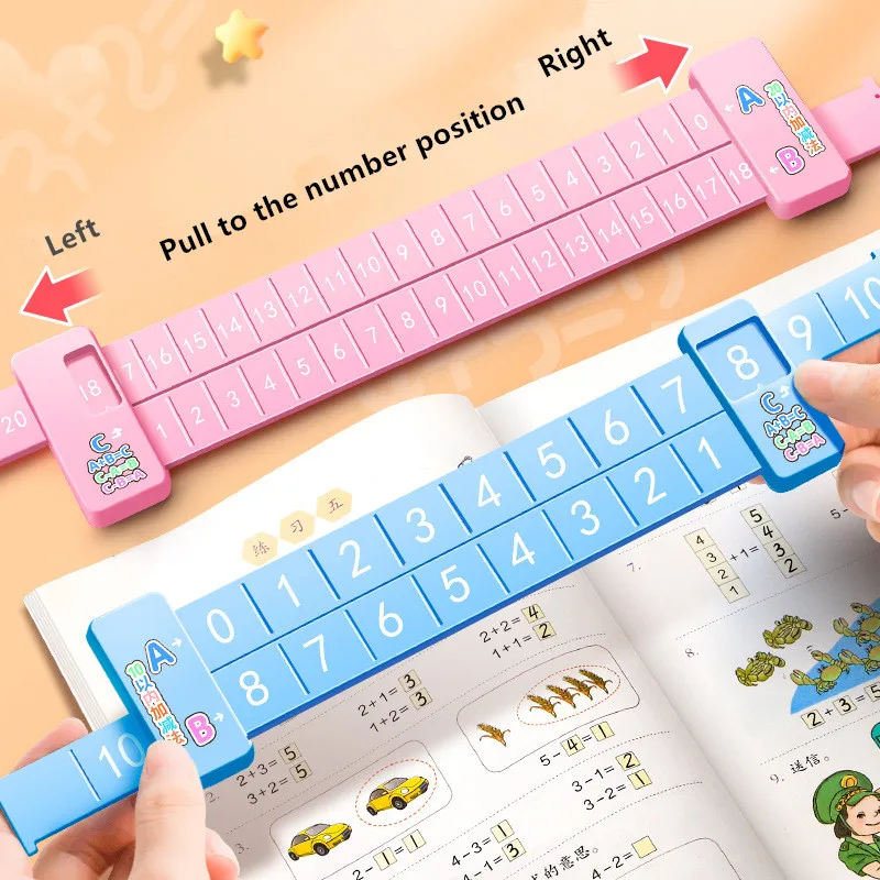 Pink/Blue Math Decomposition Ruler Within 20 Portable Addition Ruler Plastic Teaching Demonstration Subtraction Ruler