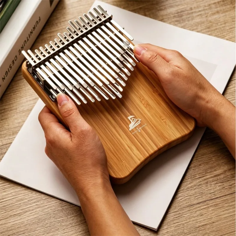 34 Key C Tone Kalimba Bamboo Thumb Piano Portable Professional 2 Layers Finger Piano Mbira Keyboard Instruments with Accessories