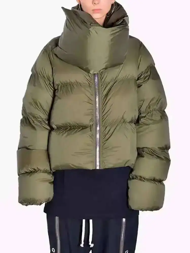 HKSH Autumn Winter New Men Tide Cotton Padded Jacket Scarf Collar Thick Long Sleeve Zipper Bread Chic Trendy RO Style Coat H2840