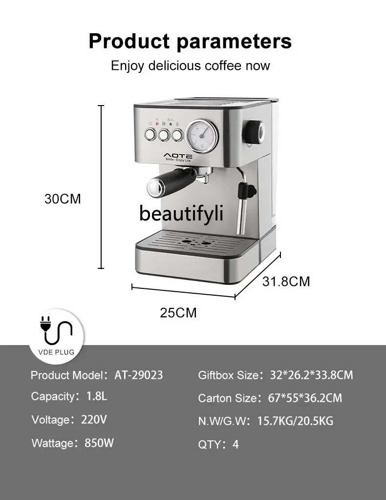 smt61 Cross-border Small Espresso Machine Grinding Integrated Semi-Automatic Coffee Machin