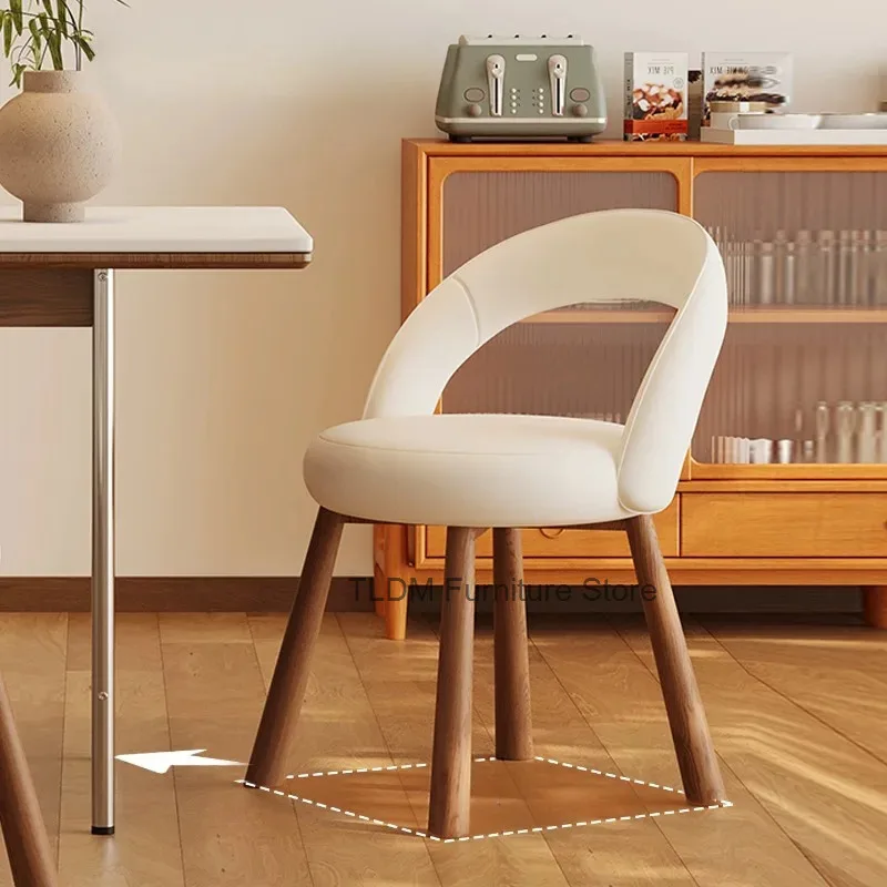 Open Hollow Back Dining Chair Soft Upholstered Cushion，MinimalistCurved Armrest Side Seat for Kitchen Living Room Modern