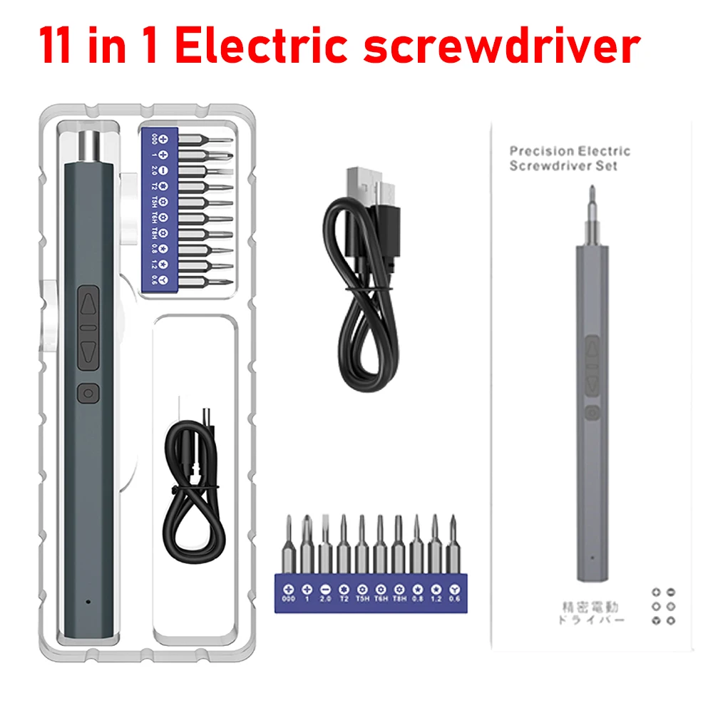 

11in1 Precision Electric Screwdriver for Repair Mobile Phone Magnetic Rechargeable Screw Driver Drill Cordless Screwdriver Tool