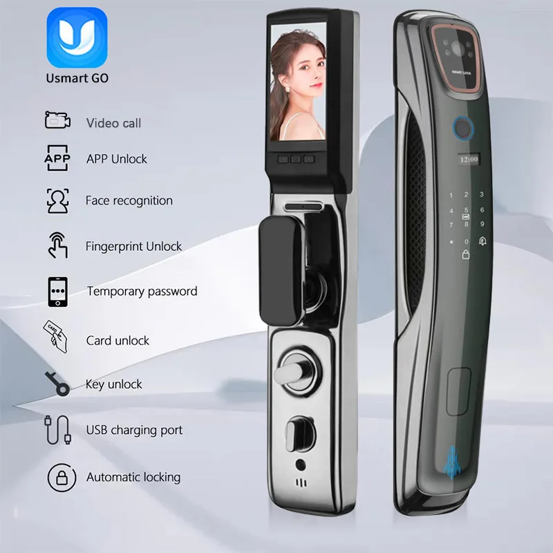 Fully Automatic WIFI APP 3D Face Recognition Smart Lock Fingerprint Biometric Card Key Digital Lock Home Smart Lock