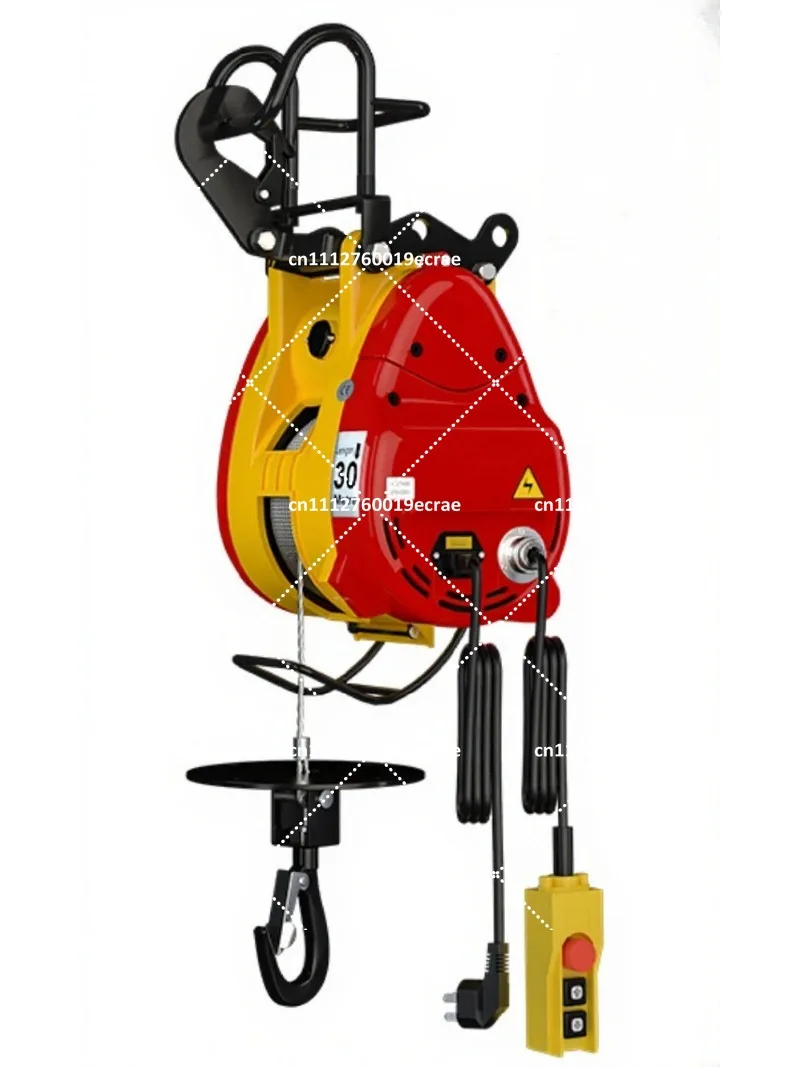 Portable Electric Hoist 220V Small Micro Winch Remote Control Lift for Household
