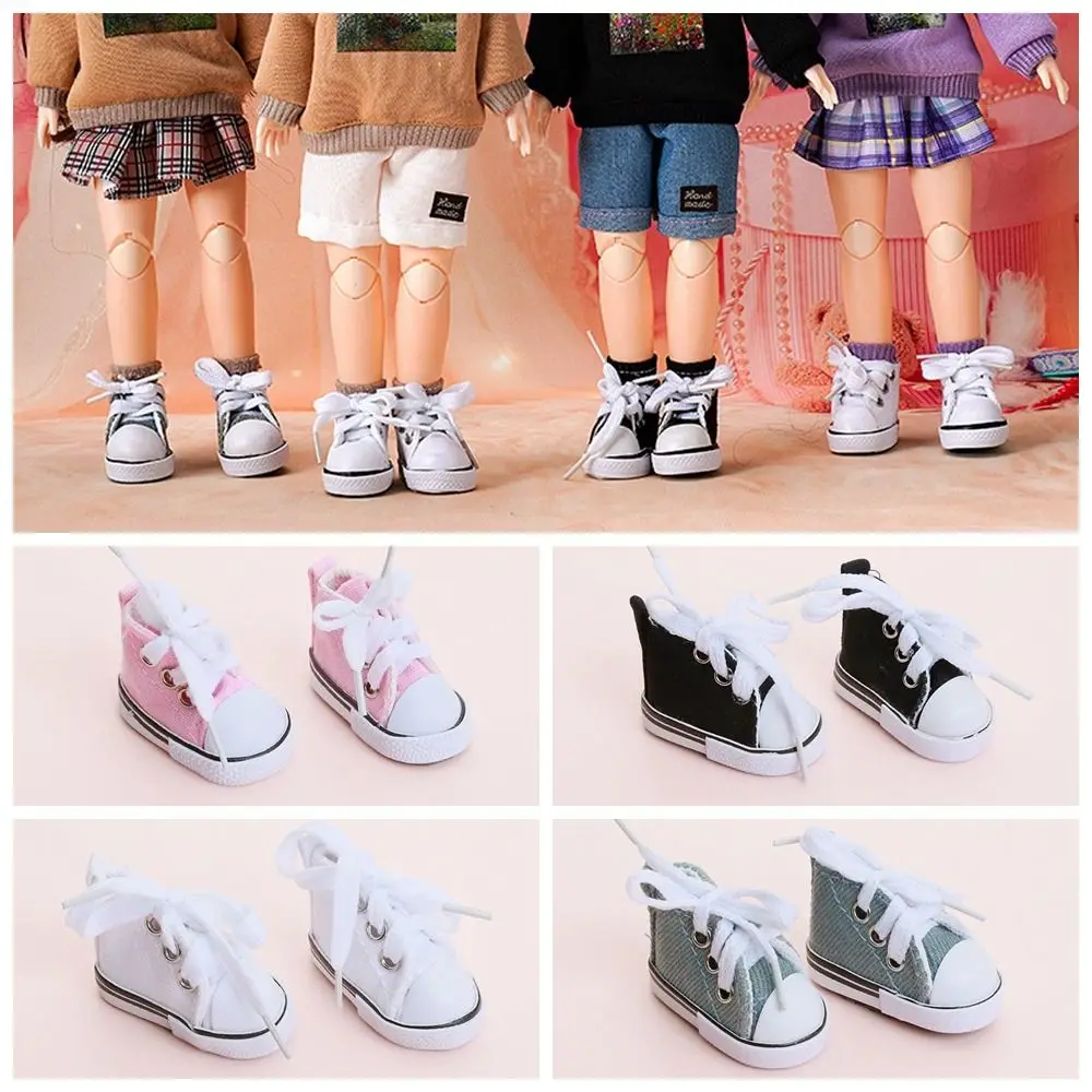 1 Pair 5.5cm Length Doll Canvas Shoes DIY Mini Doll Sneakers Colorful High Top Mini Casual Shoes BJD Doll Shoes