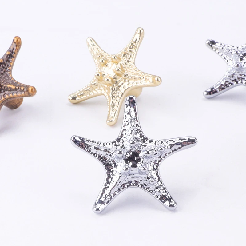 Creative Starfish Door Pulls Zinc Alloy Single-Hole Small Handle for Kids' Room French Light Luxury Wardrobe Cabinet Drawer Pull