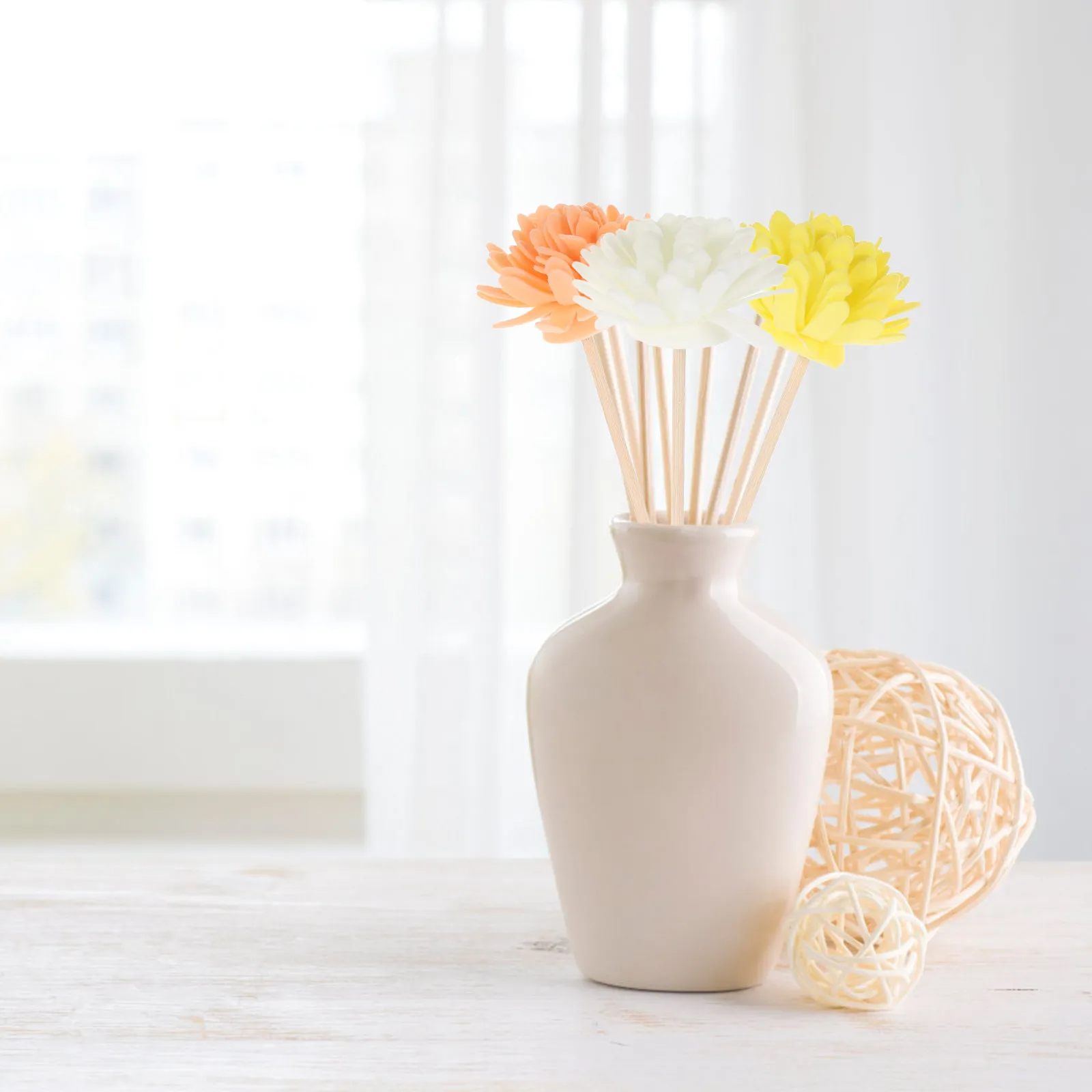 12Pcs Reed Diffuser Flower Sticks Artificial Oil Replacement Diffuser Refill Natural Rattan Home Aroma Longlasting Fragrance