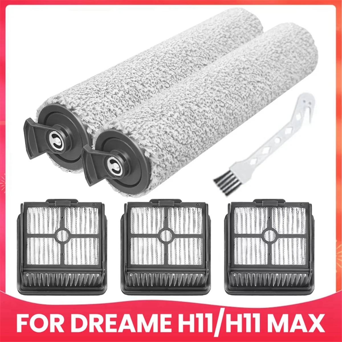 ABUD-Fit สําหรับ (Dreame H11 / H11 Max) ลูกกลิ้งแปรงนุ่ม HEPA FILTER เครื่องดูดฝุ่นอะไหล่อุปกรณ์เสริม