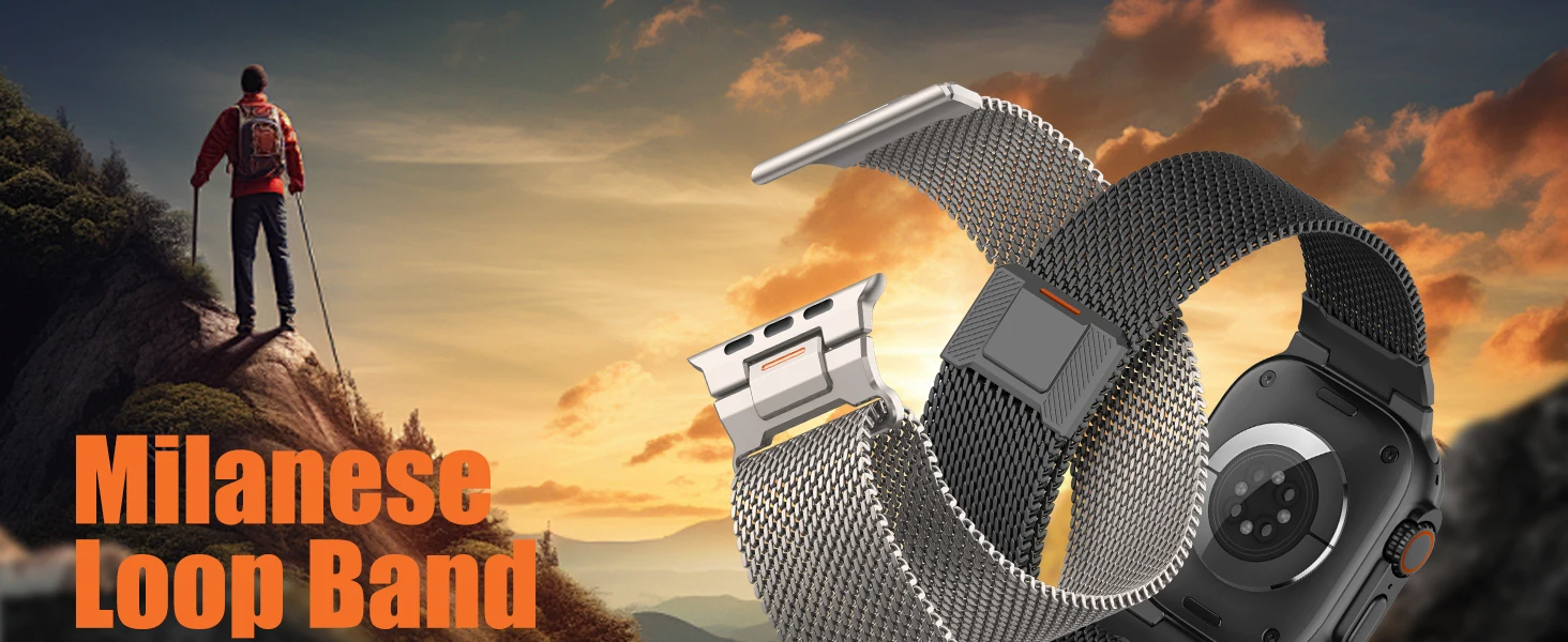 Armband für Apple Watch, Ultra 4, 3, 2, 49 mm, 46 mm, 40 mm, 44 mm, 45 mm, 42 mm, Milanese Loop, Armband, iWatch Series 12, 11, 10, SE, 9. – Detail 2