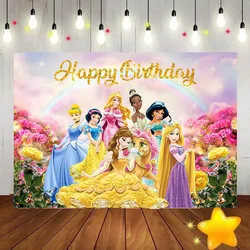 Belle White Snow Aladdin Rapunzel Princess Theme Birthday Party Decor Background Banner Baby Shower Girl Kids Photo Backdrop