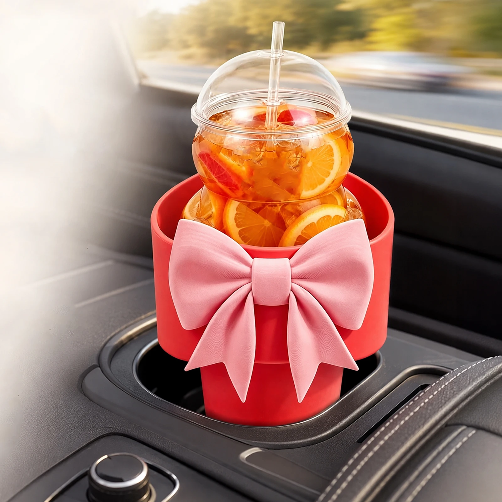 Heart Cup Holder for Bearista Cup Adapter Bow Car Cupholder Insert Cute Tumbler Stabilizer