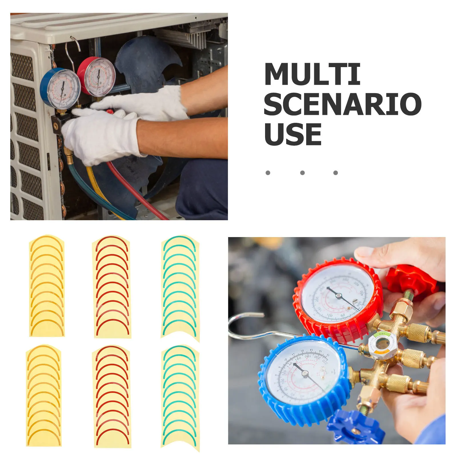 6 Sheets Adhesive Air Pressure Gauge Decal Sticker Labels for Pressure Instrument Identification Waterproof Uv Resistant Gauge