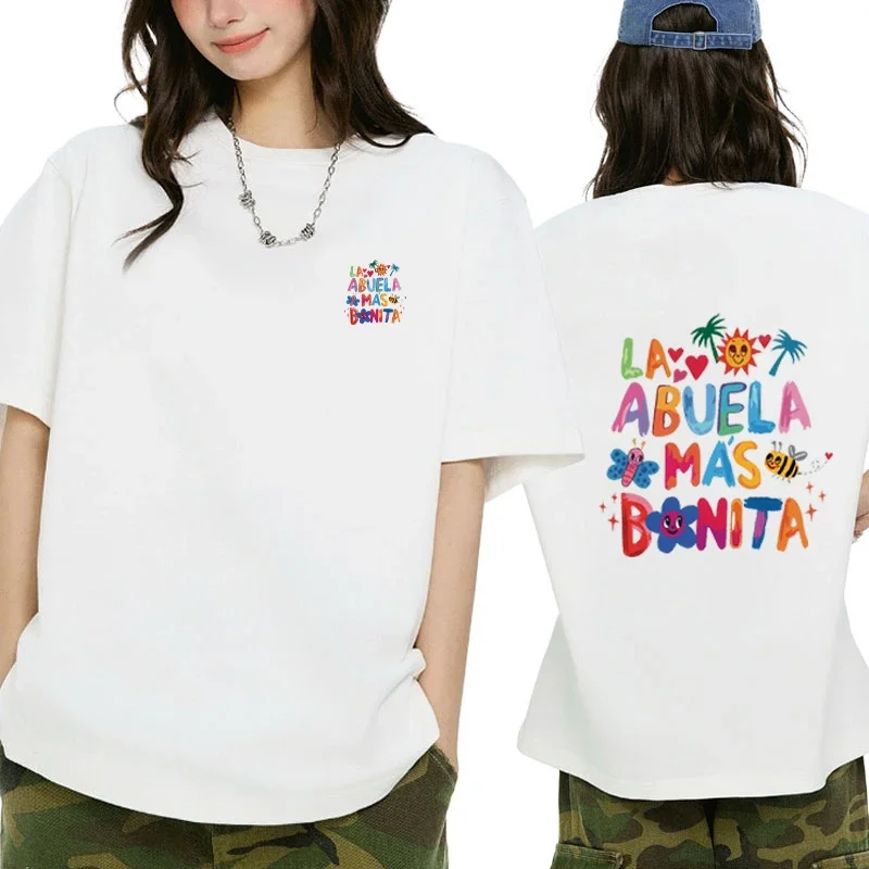 La Abuela Más Bonita printed short sleeve T-shirts Men Women Summer Fashion T shirt vintage Casual Hip Hop Tops Unisex