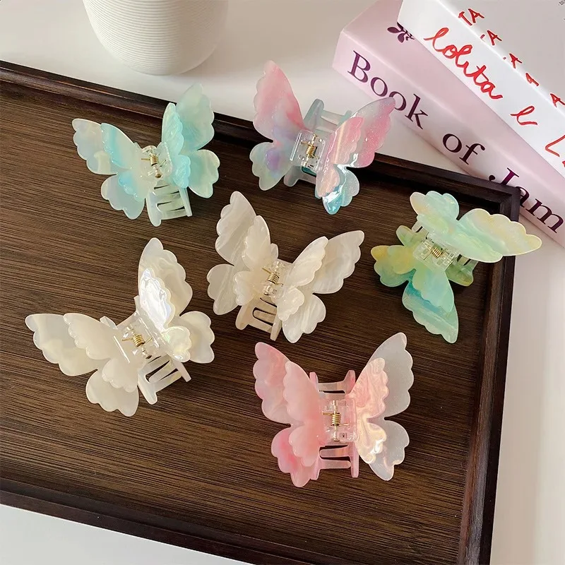 

Acetate Resin Hair Claws Sweet Fairy Butterfly Hairpin Clip Gradient Colored Styling Barrettes for Women Girls Hair accessories