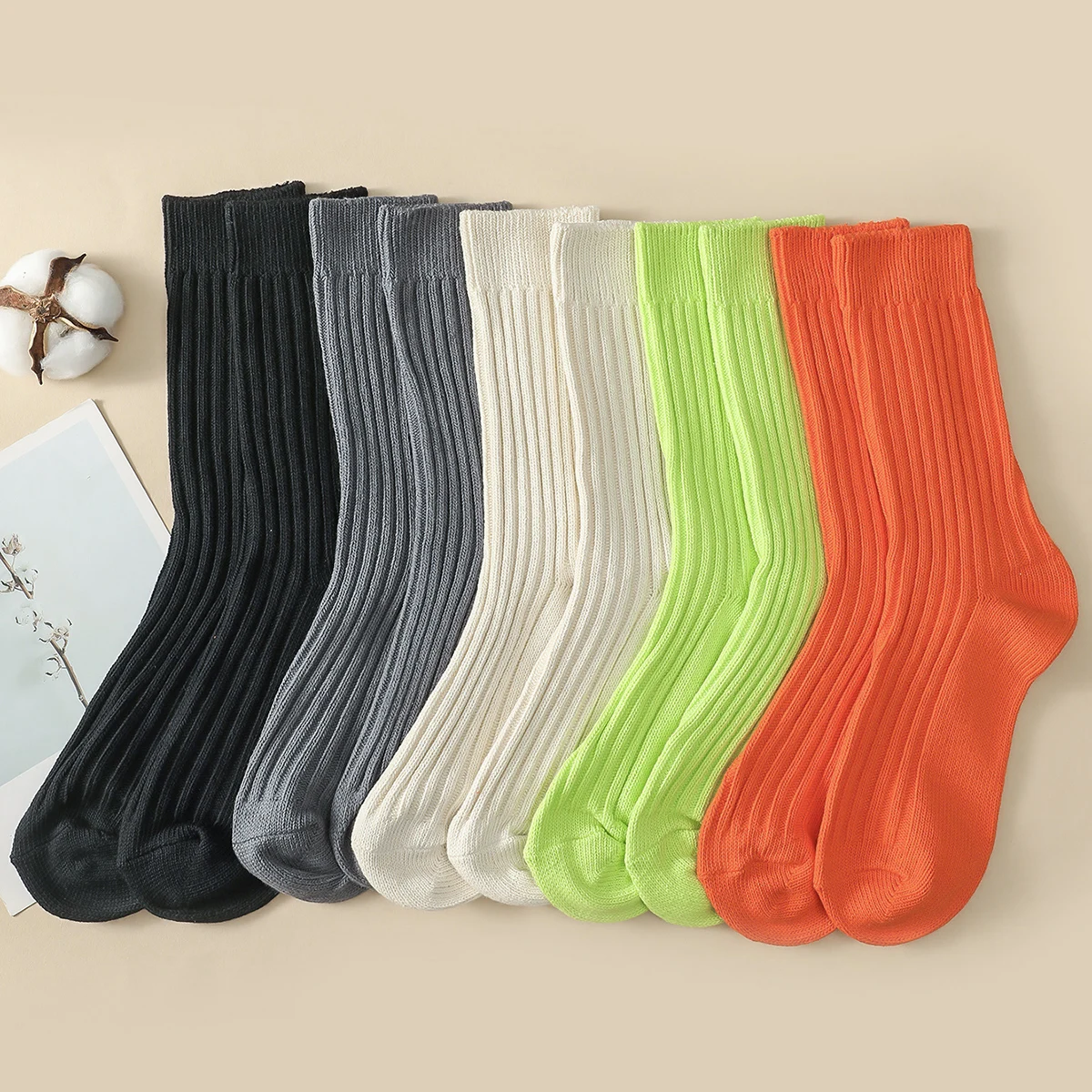 

5 Pairs Men Women Socks Solid Japanese Harajuku Knitted Crew Socks Autumn Winter Thick Warm Socks Unisex EU39-42