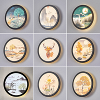 Vintage Mural LED Wall Lamps Industrial Round Acrylic Picture Sconce Bedside Bedroom Loft Hotel Home Decor Wall Lighting Fixture