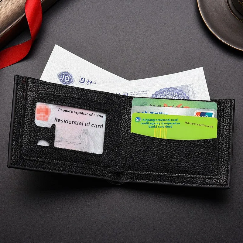 محفظة رجالي قصيرة أفقية رفيعة للغاية بسحاب للأعمال